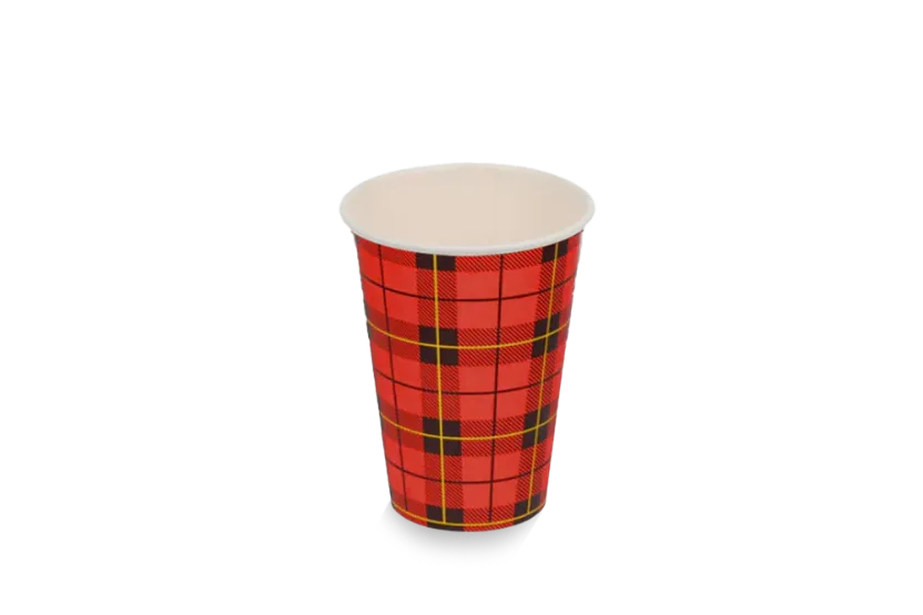 Kartonnen koffiebeker 150cc 6oz Schotse ruit